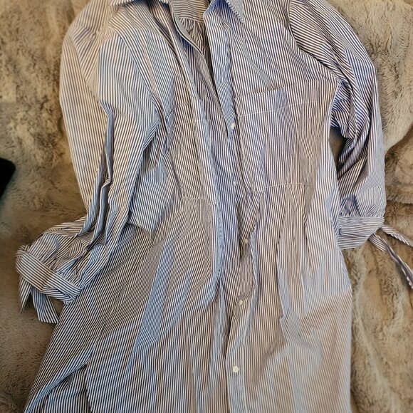 Blue/White Striped button down Tunic - Zara Woman, Size M, Polyester - Picture 2 of 4